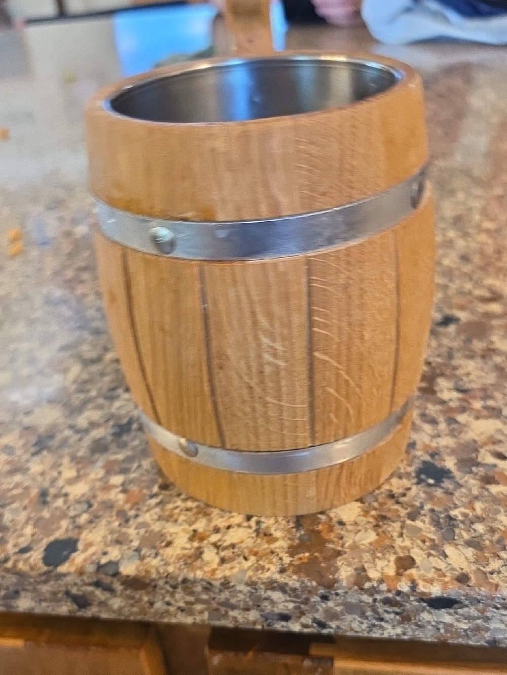 Wood Grain Barrel Utensil Holder - Natural Brown